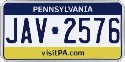 PA license plate JAV2576