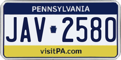 PA license plate JAV2580