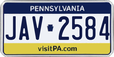 PA license plate JAV2584