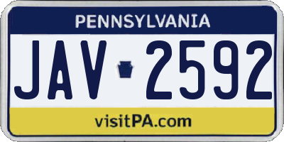 PA license plate JAV2592