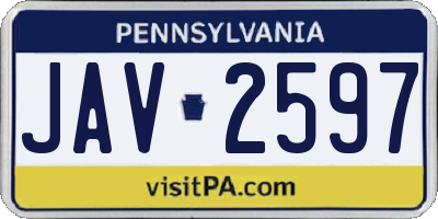 PA license plate JAV2597