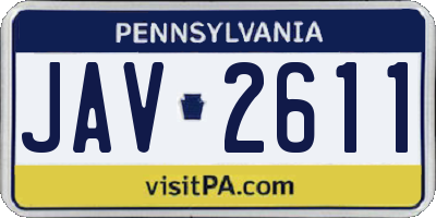 PA license plate JAV2611
