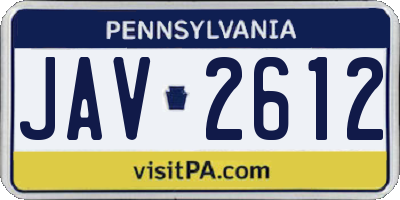 PA license plate JAV2612
