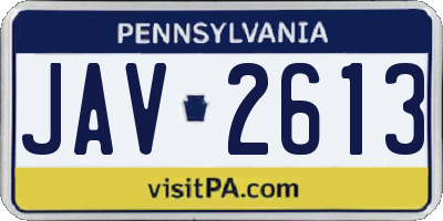 PA license plate JAV2613