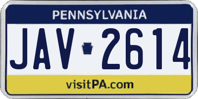 PA license plate JAV2614