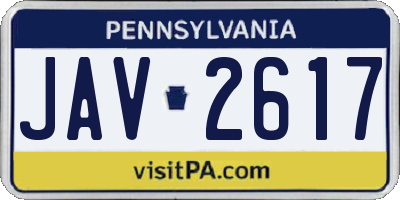 PA license plate JAV2617