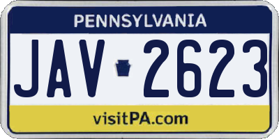 PA license plate JAV2623