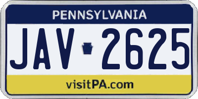 PA license plate JAV2625