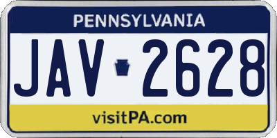 PA license plate JAV2628