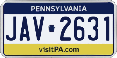 PA license plate JAV2631