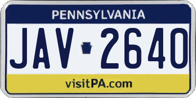 PA license plate JAV2640
