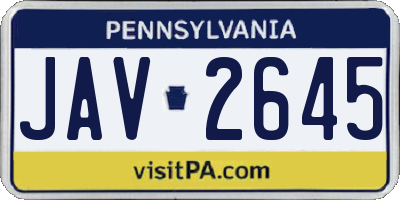 PA license plate JAV2645