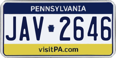 PA license plate JAV2646