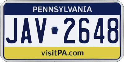 PA license plate JAV2648
