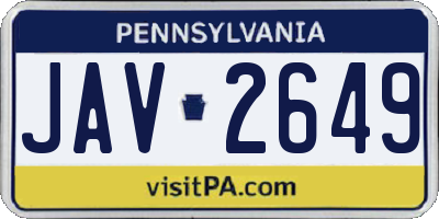 PA license plate JAV2649
