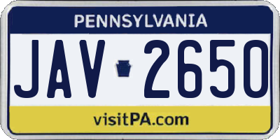 PA license plate JAV2650