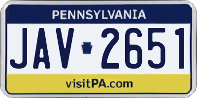 PA license plate JAV2651