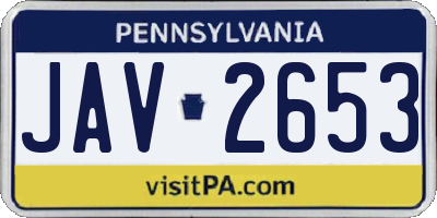 PA license plate JAV2653