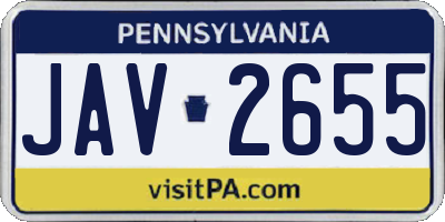 PA license plate JAV2655