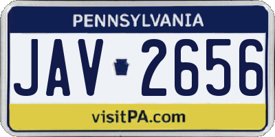 PA license plate JAV2656