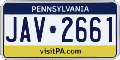 PA license plate JAV2661