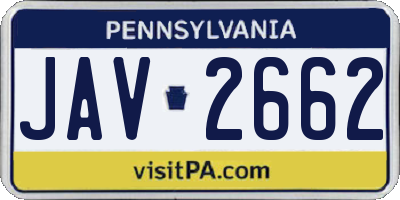 PA license plate JAV2662