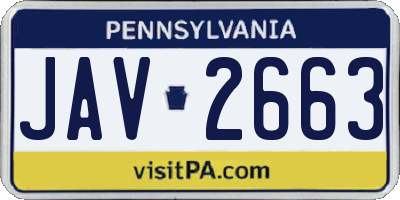 PA license plate JAV2663