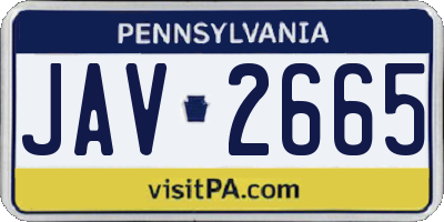 PA license plate JAV2665