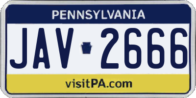 PA license plate JAV2666