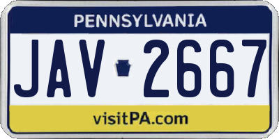PA license plate JAV2667