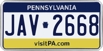 PA license plate JAV2668