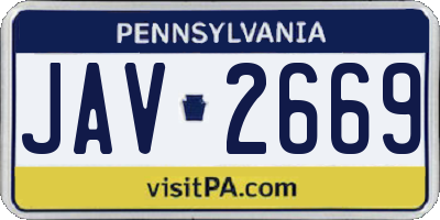 PA license plate JAV2669