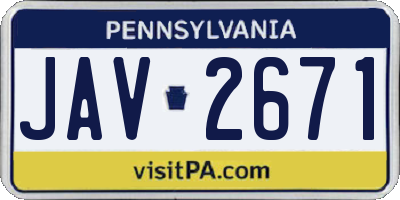 PA license plate JAV2671