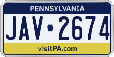 PA license plate JAV2674