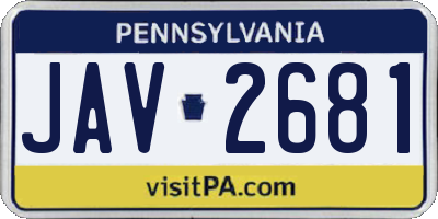 PA license plate JAV2681