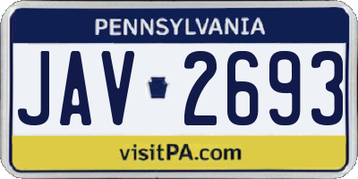 PA license plate JAV2693