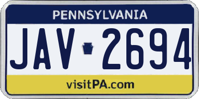 PA license plate JAV2694