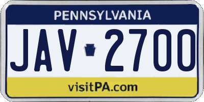 PA license plate JAV2700
