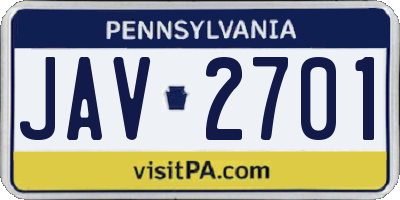 PA license plate JAV2701