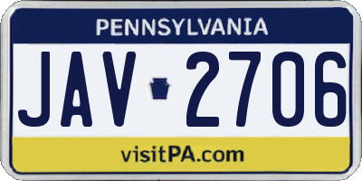 PA license plate JAV2706