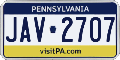 PA license plate JAV2707