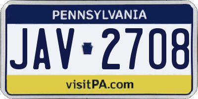 PA license plate JAV2708