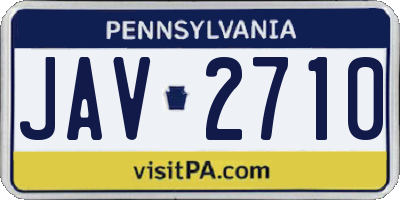PA license plate JAV2710