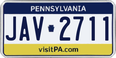 PA license plate JAV2711