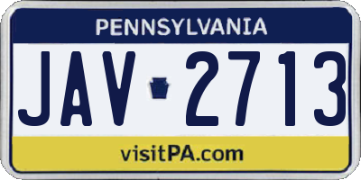PA license plate JAV2713