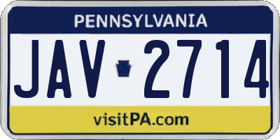 PA license plate JAV2714