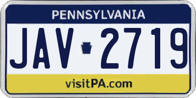 PA license plate JAV2719