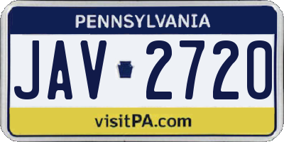 PA license plate JAV2720