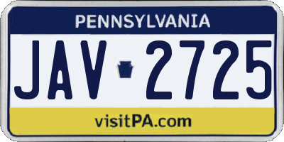 PA license plate JAV2725