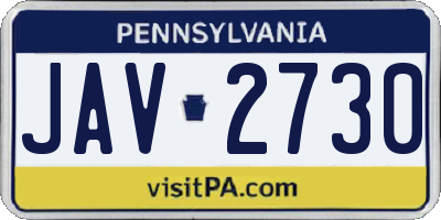 PA license plate JAV2730